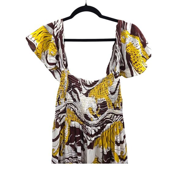 Anthropologie Dress Womens Size Small Cat Lion King Jaguar Maxi Animal Brown New - Picture 6 of 15